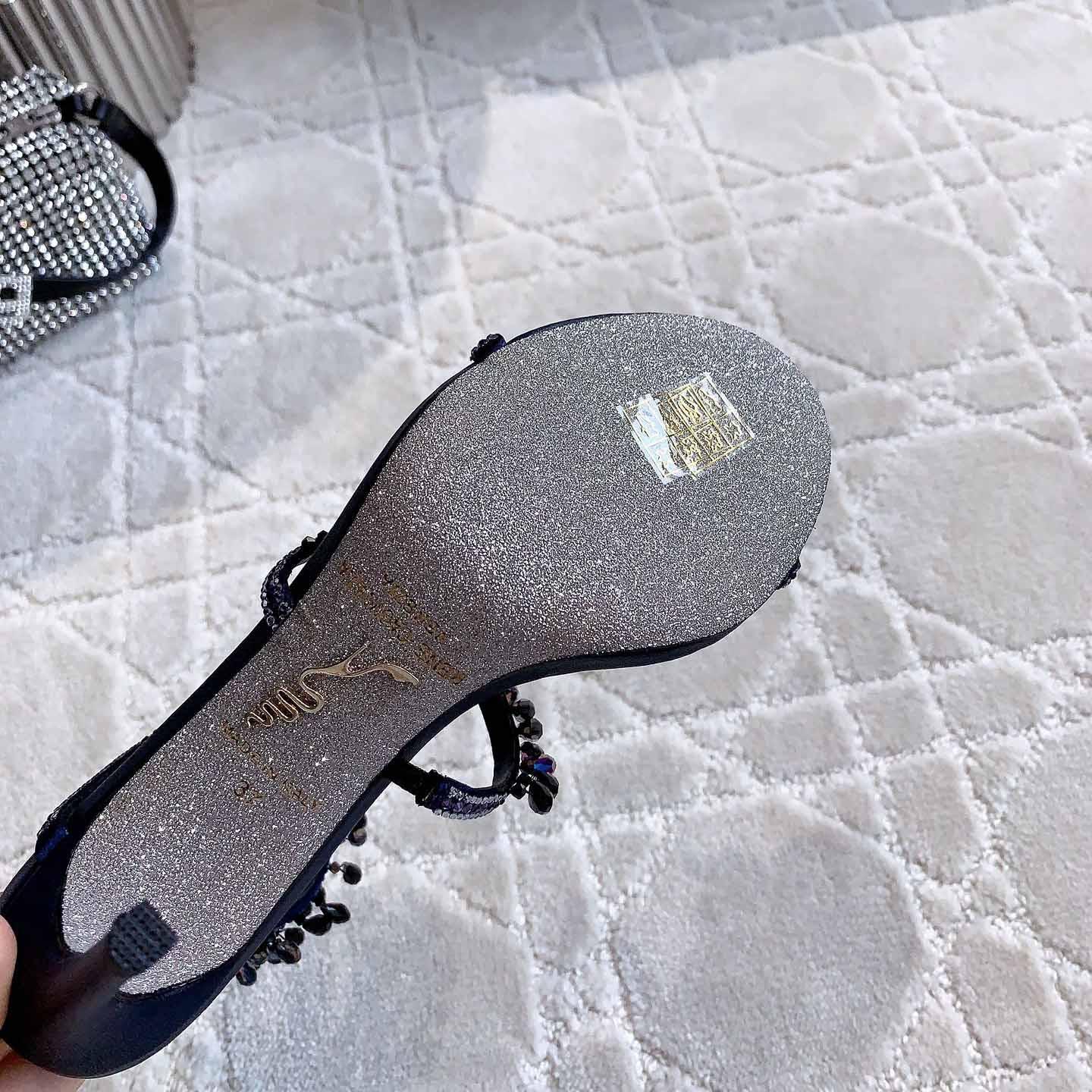 Rene Caovilla Jeweled Chandelier Crystal Teal Sandal  95mm - DopestKickz