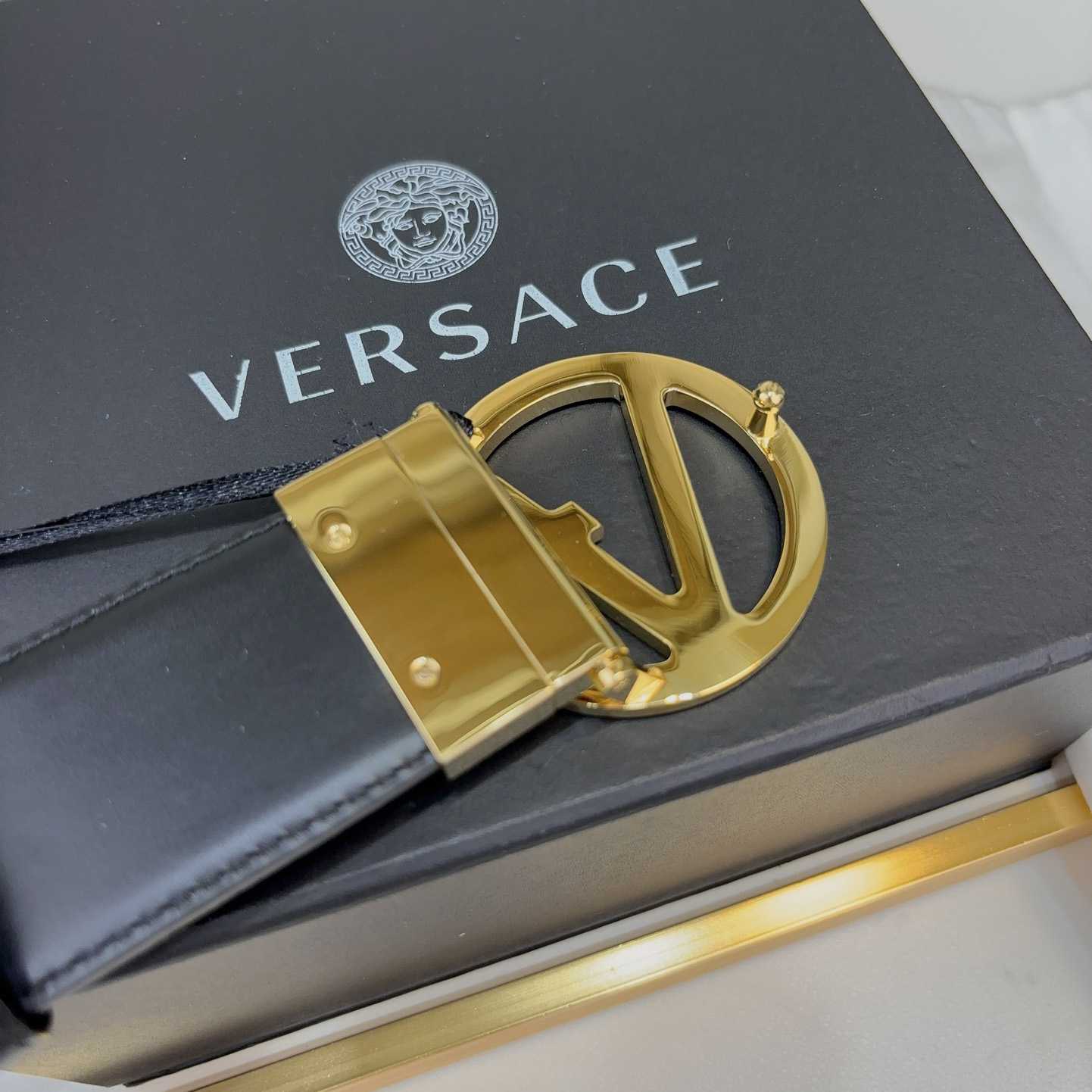 Versace Leather Belt   40mm - DopestKickz