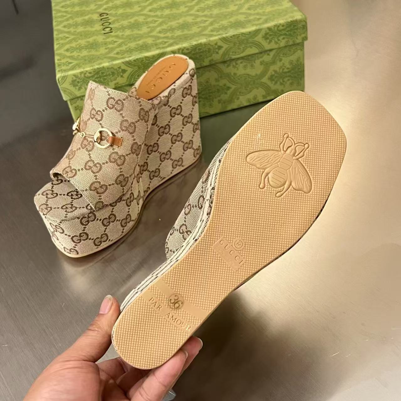 Gucci Women's Wedge Sandal With Horsebit - DopestKickz