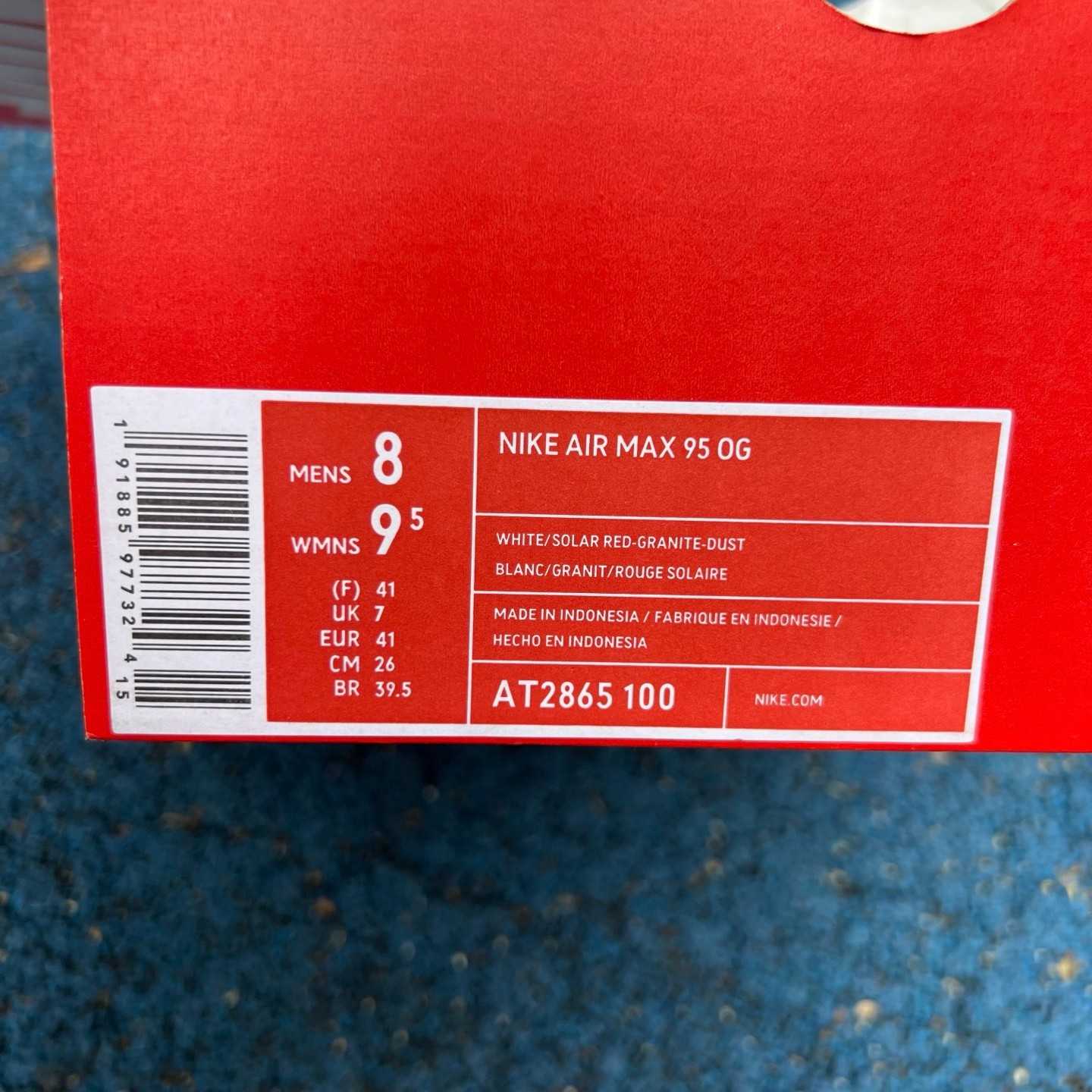 Nike Air Max 95 'White & Solar Red & Granite'   AT28 - DopestKickz