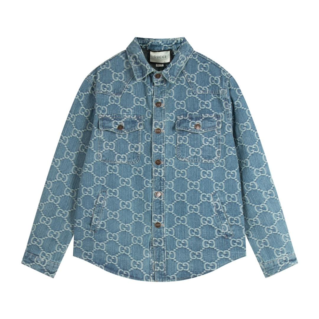 Gucci GG Monogram Denim Shirt - DopestKickz