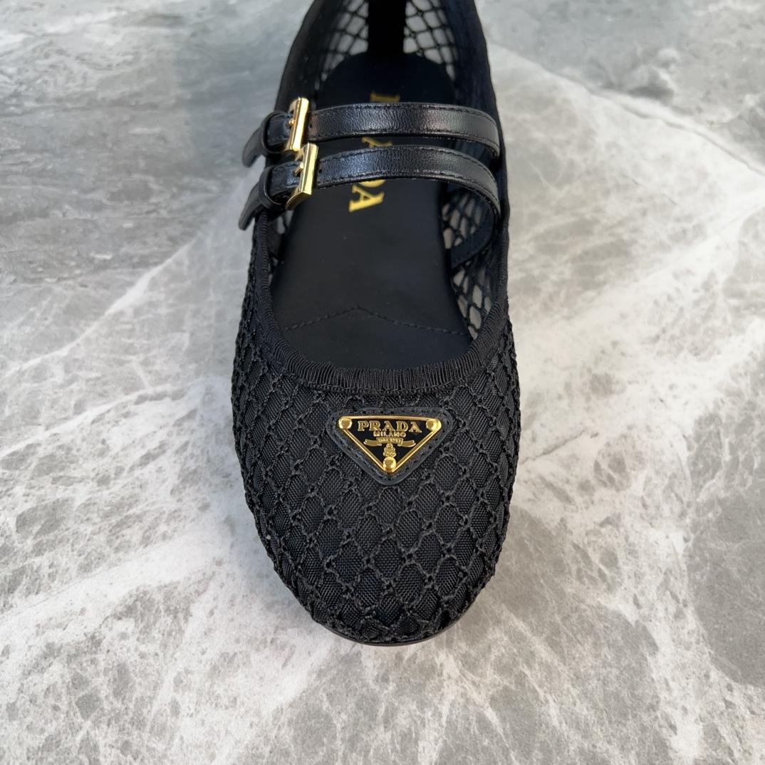 Prada Black Mesh Fabric Ballerinas - DopestKickz