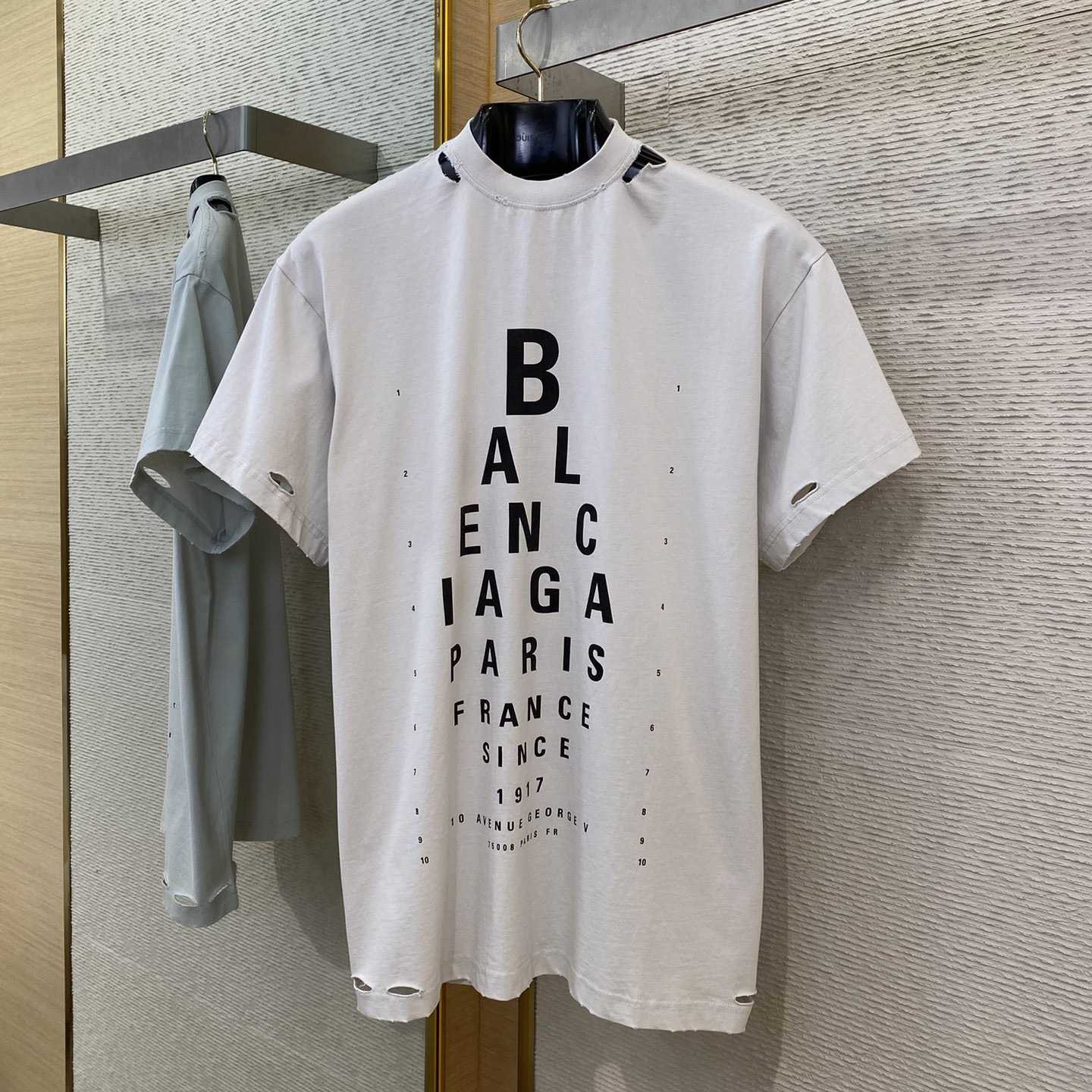 Balenciaga Eye Chart Distressed Oversize Cotton T-shirt - DopestKickz