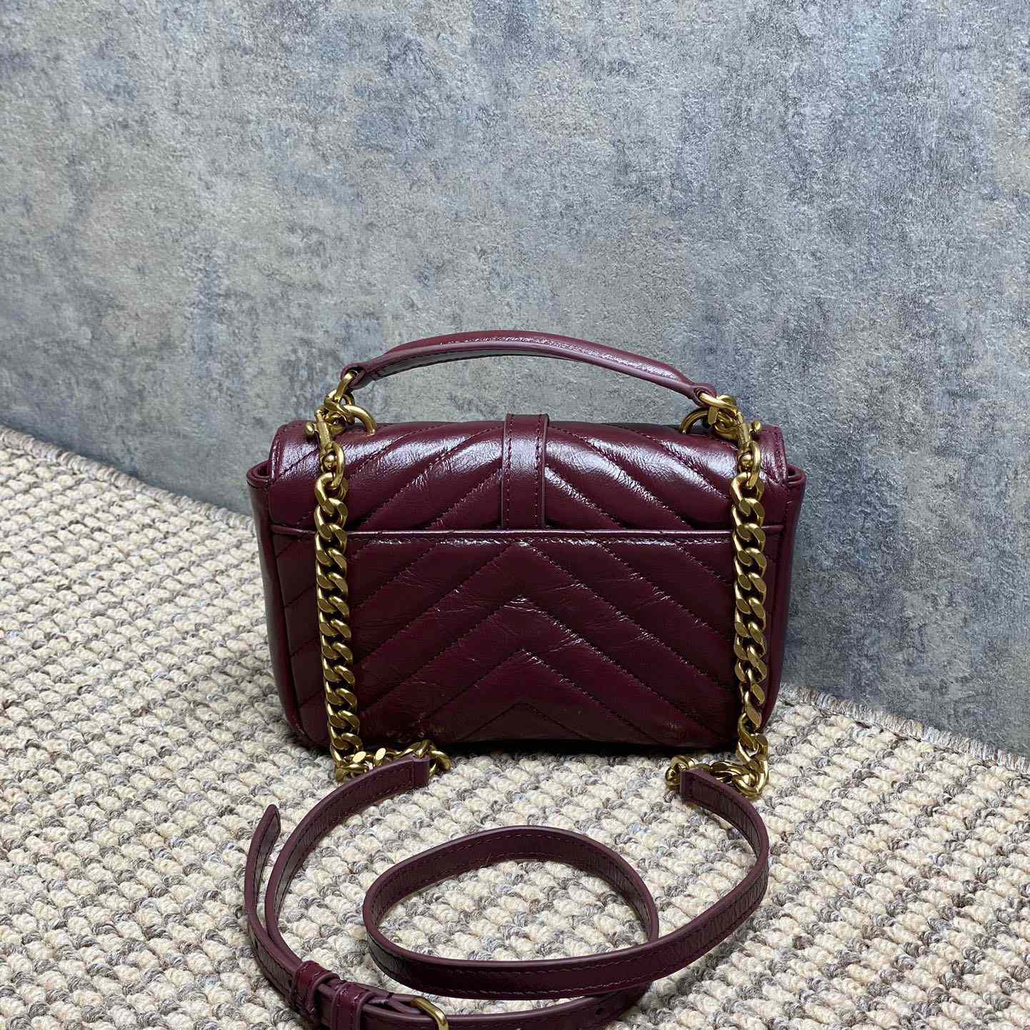 Saint Laurent College Mini In Shiny Leather - DopestKickz