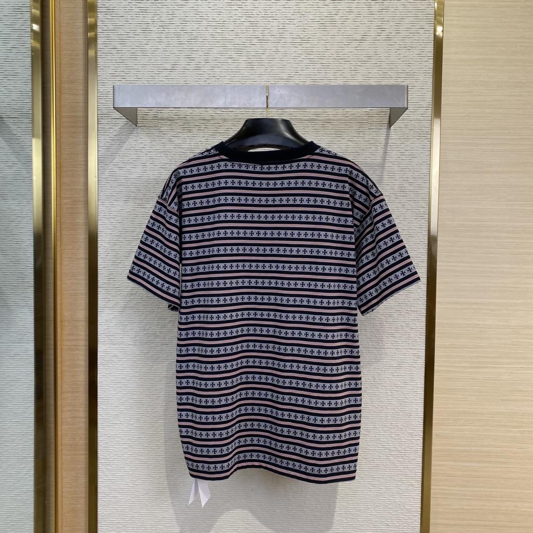 Chrome Hearts Script Logo Stripe Short Sleeve Tee - DopestKickz