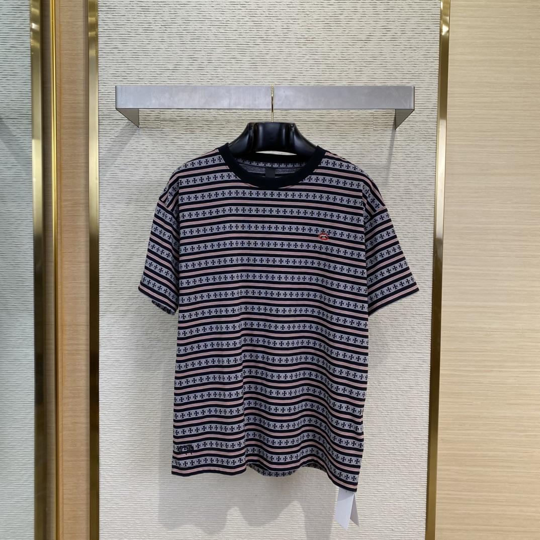 Chrome Hearts Script Logo Stripe Short Sleeve Tee - DopestKickz