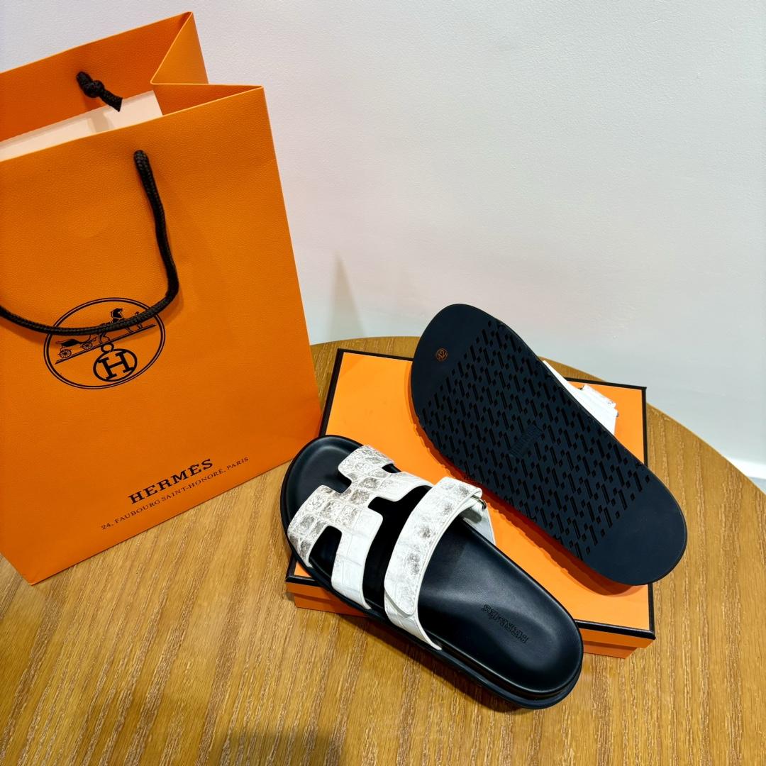 Hermes Chypre Sandal （Genuine crocodile skin） - DopestKickz