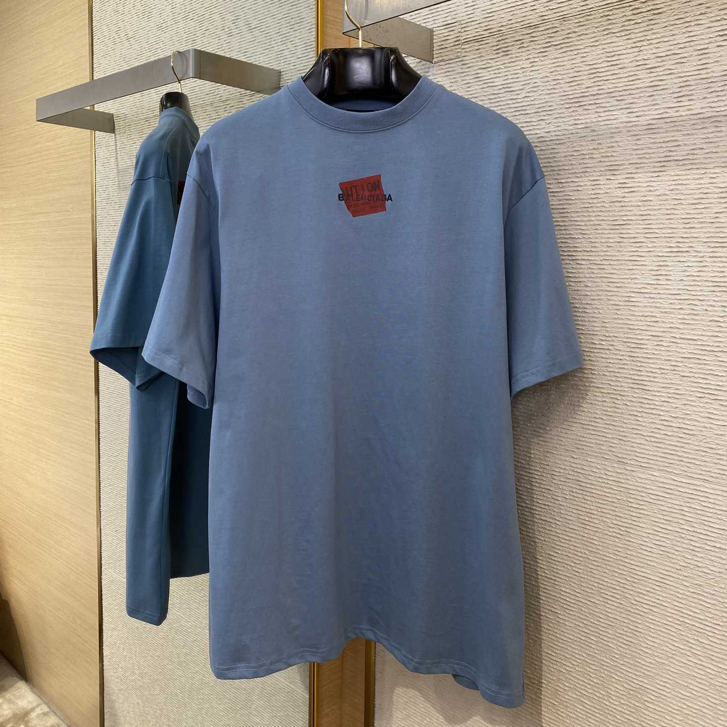 Balenciaga Taped Balenciaga Back T-Shirt Medium Fit In Grey Blue - DopestKickz