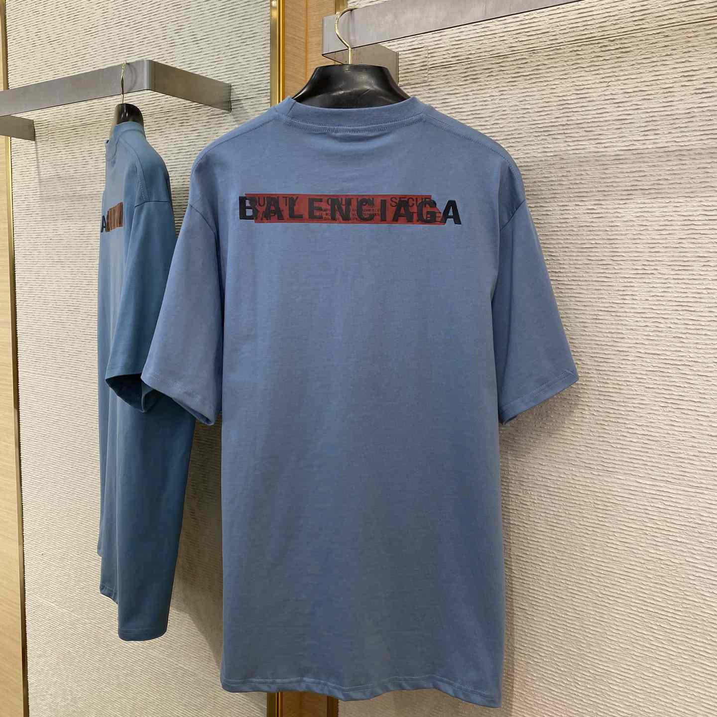 Balenciaga Taped Balenciaga Back T-Shirt Medium Fit In Grey Blue - DopestKickz