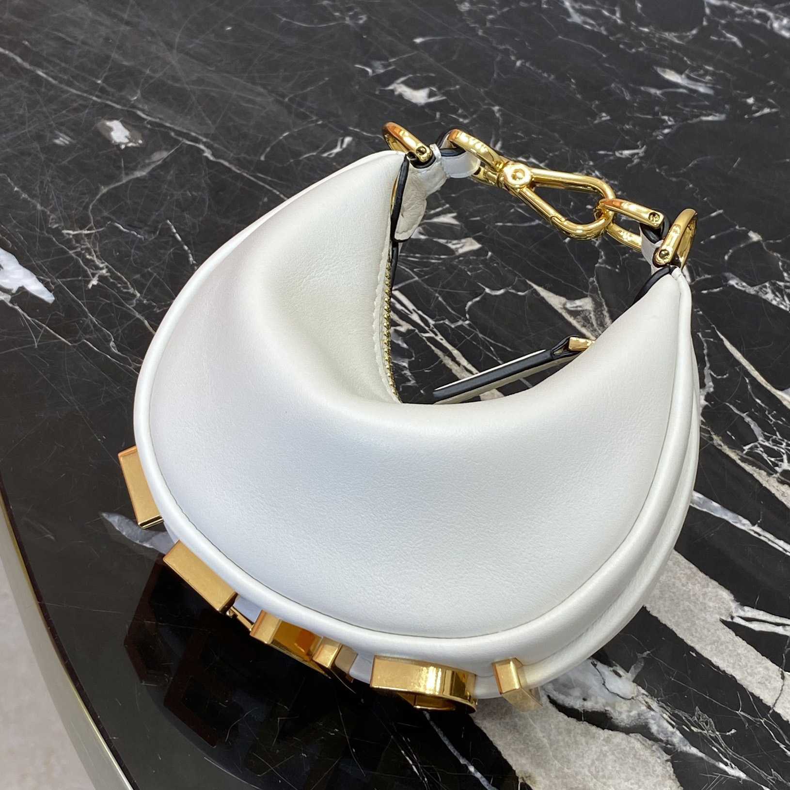 Fendi Fendigraphy Mini White Leather Mini Bag - DopestKickz