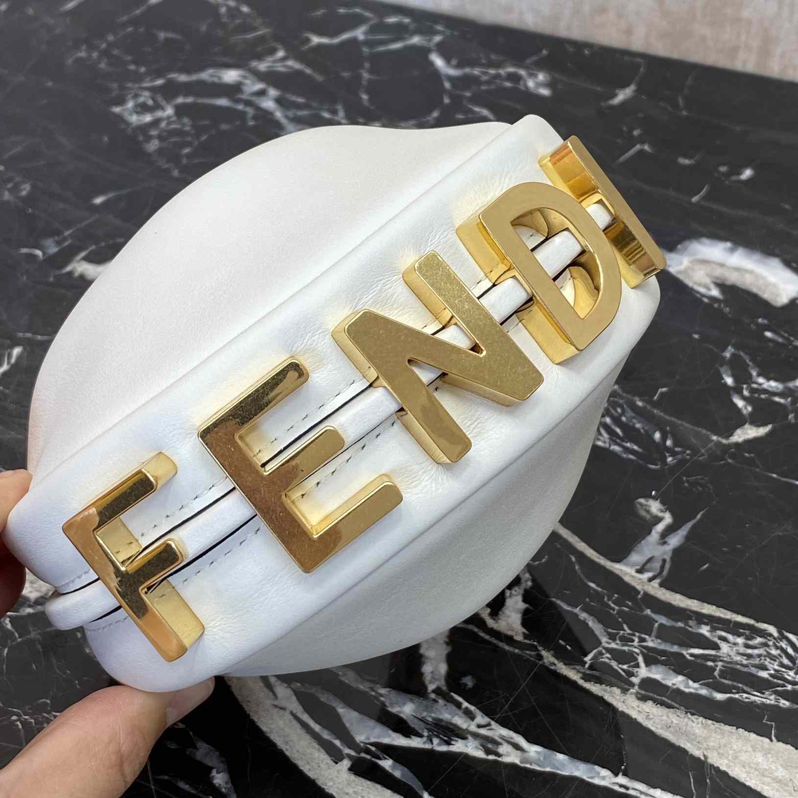 Fendi Fendigraphy Mini White Leather Mini Bag - DopestKickz