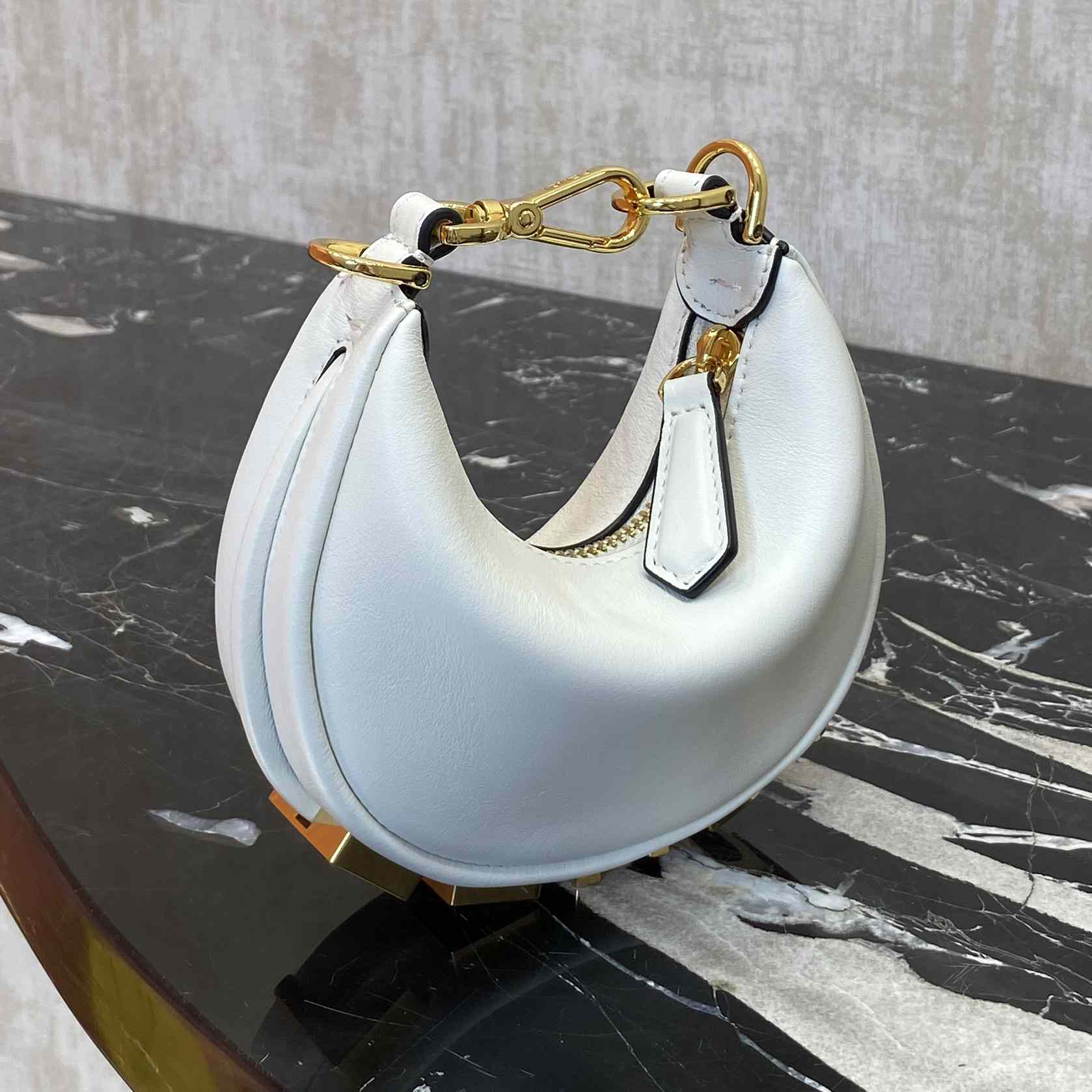 Fendi Fendigraphy Mini White Leather Mini Bag - DopestKickz