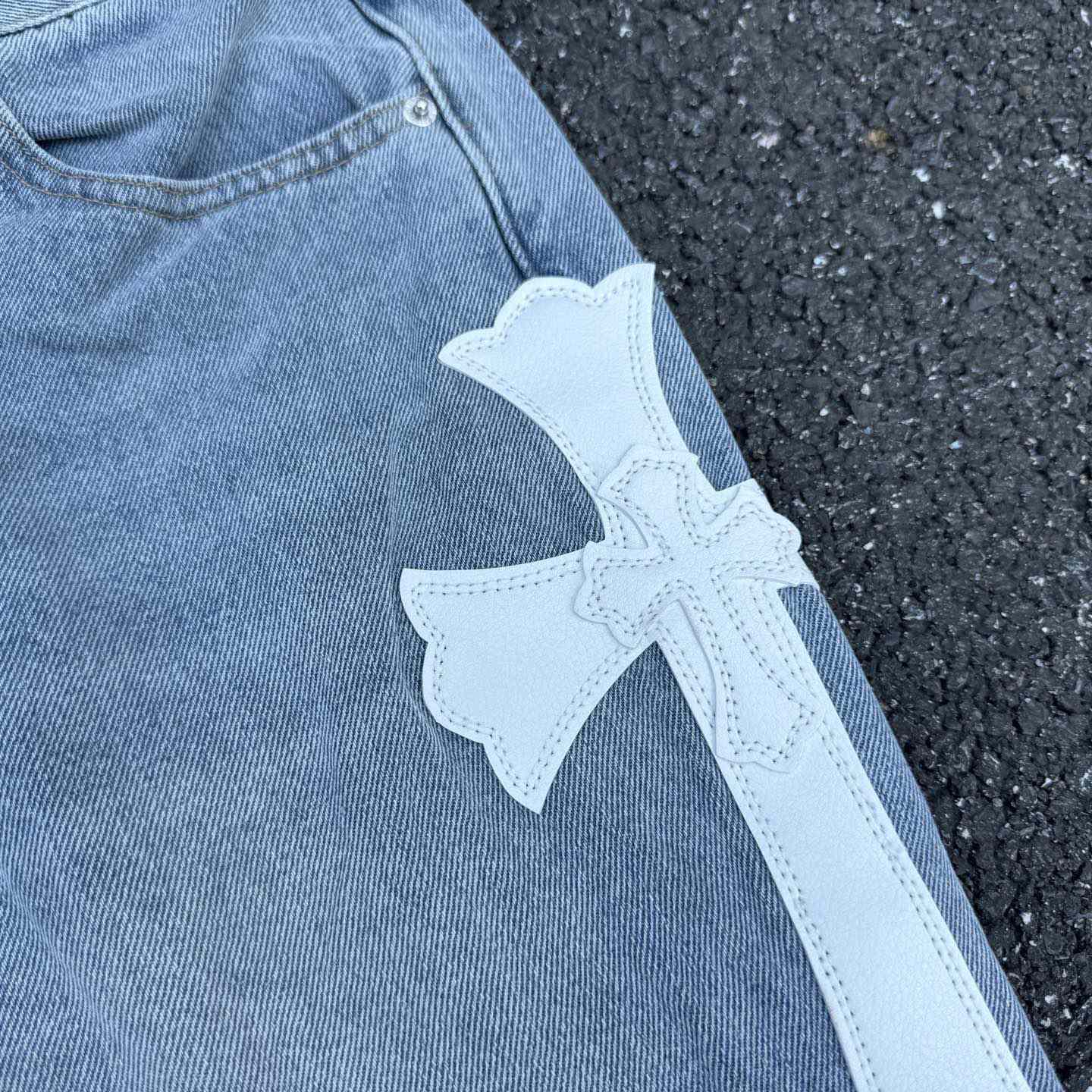 Chrome Hearts x Gallery Dept Cross Patch Flare Denim Jean - DopestKickz