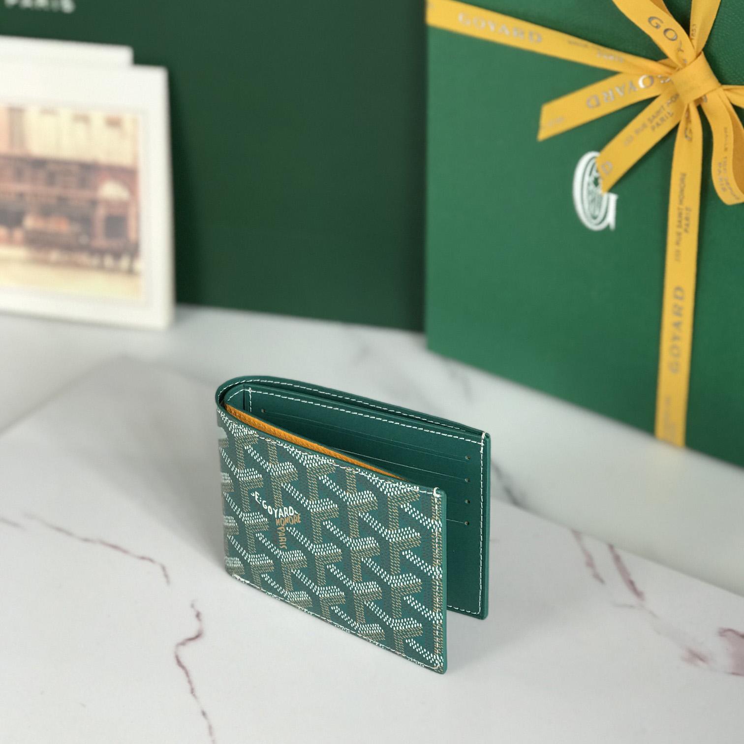 Goyard Short 8 Card Slots Billfold Wallet Green - DopestKickz