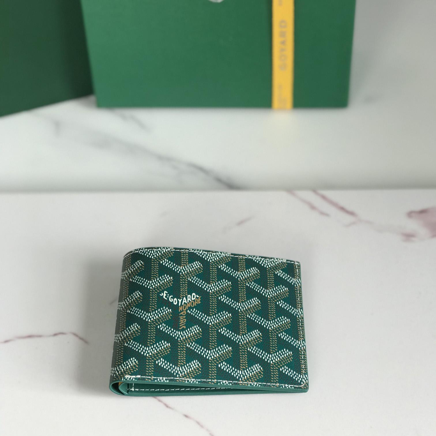 Goyard Short 8 Card Slots Billfold Wallet Green - DopestKickz