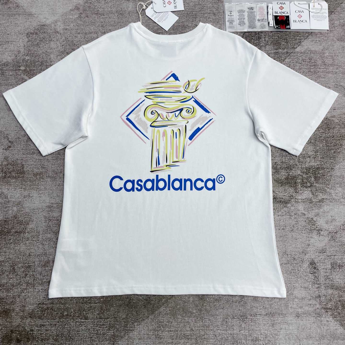 Casablanca White Diamond Column Printed T-Shirt   C952 - DopestKickz