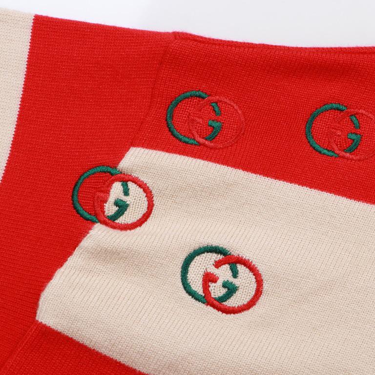 Gucci Logo Embroidered Striped Cotton Half-Placket Sweater - DopestKickz