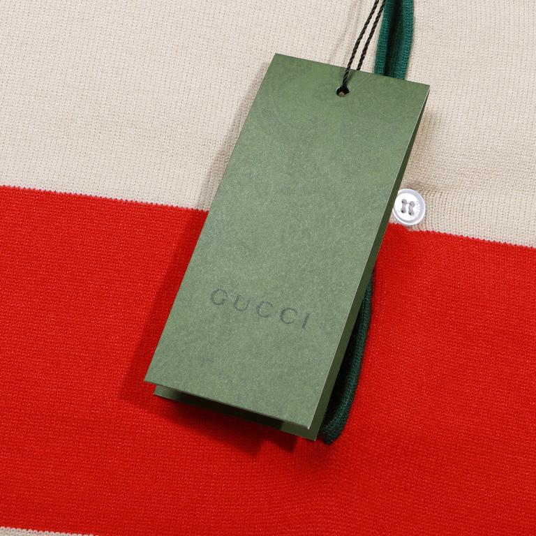 Gucci Logo Embroidered Striped Cotton Half-Placket Sweater - DopestKickz