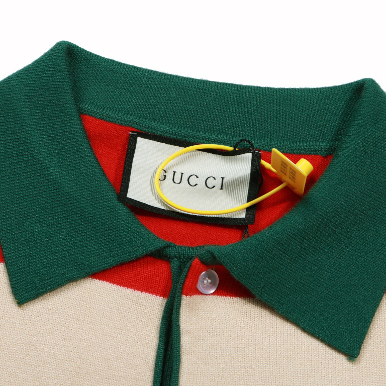 Gucci Logo Embroidered Striped Cotton Half-Placket Sweater - DopestKickz