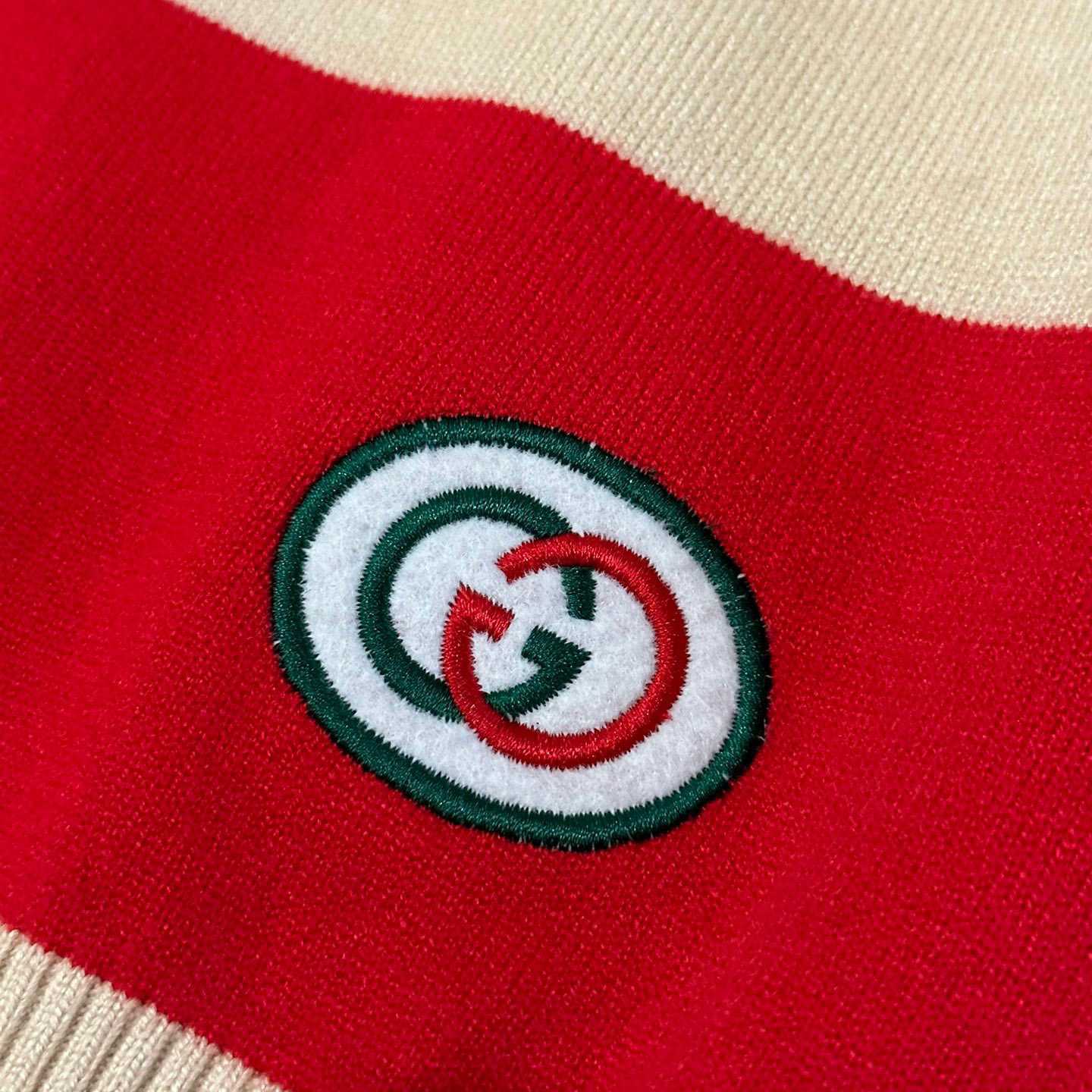 Gucci Logo Embroidered Striped Cotton Half-Placket Sweater - DopestKickz