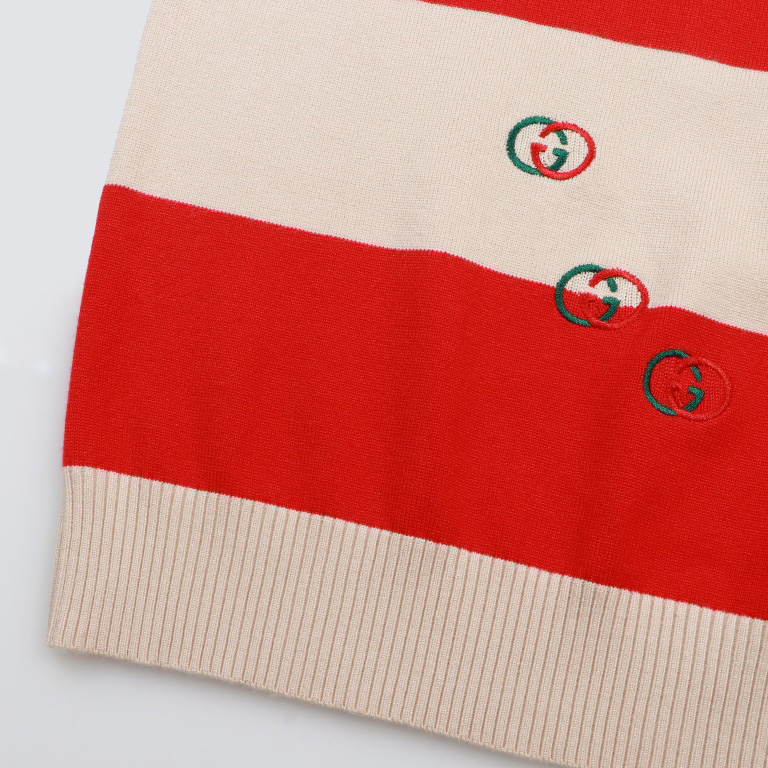 Gucci Logo Embroidered Striped Cotton Half-Placket Sweater - DopestKickz