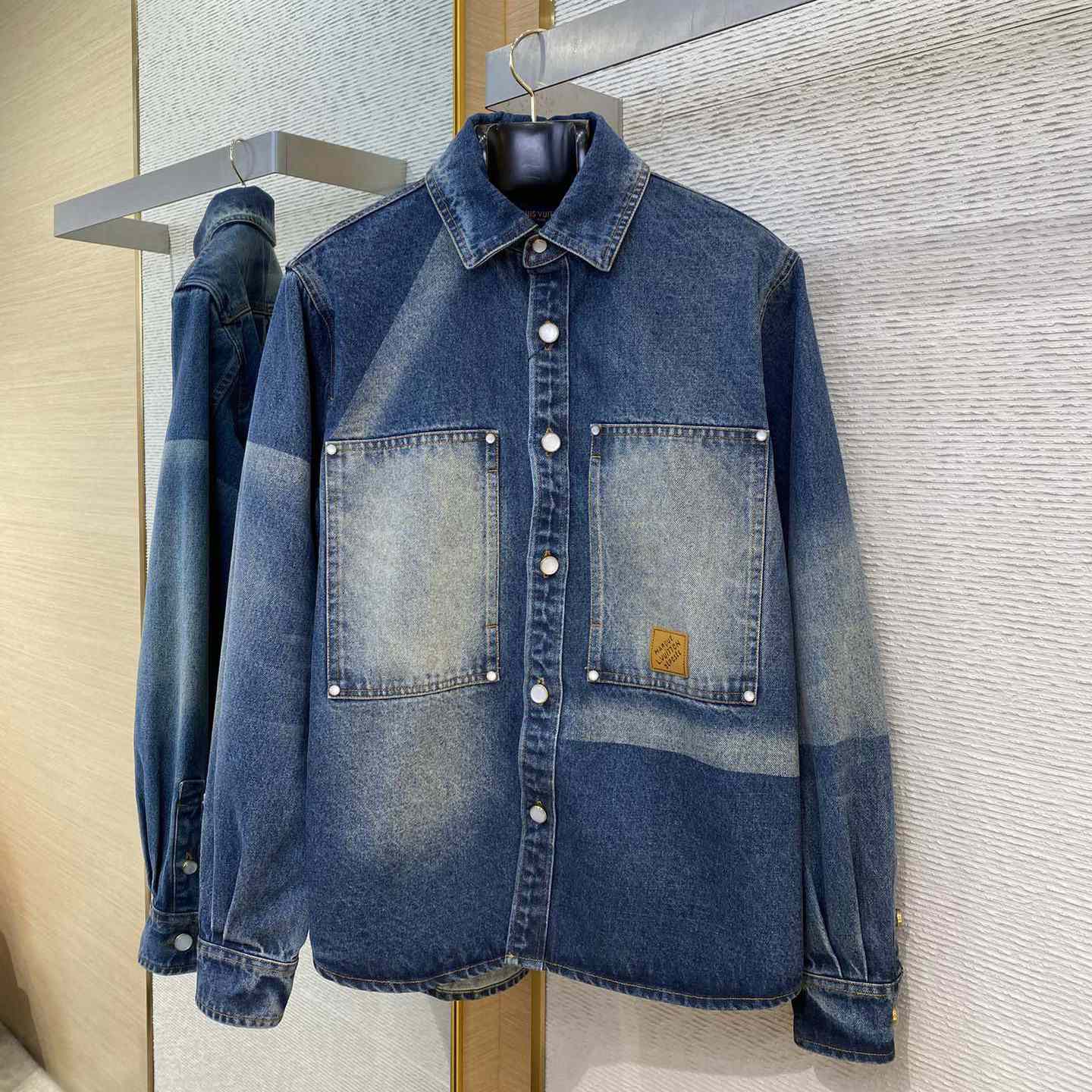 Louis Vuitton Sunfaded Effect Denim Long-Sleeved Shirt   1AHCI4 - DopestKickz