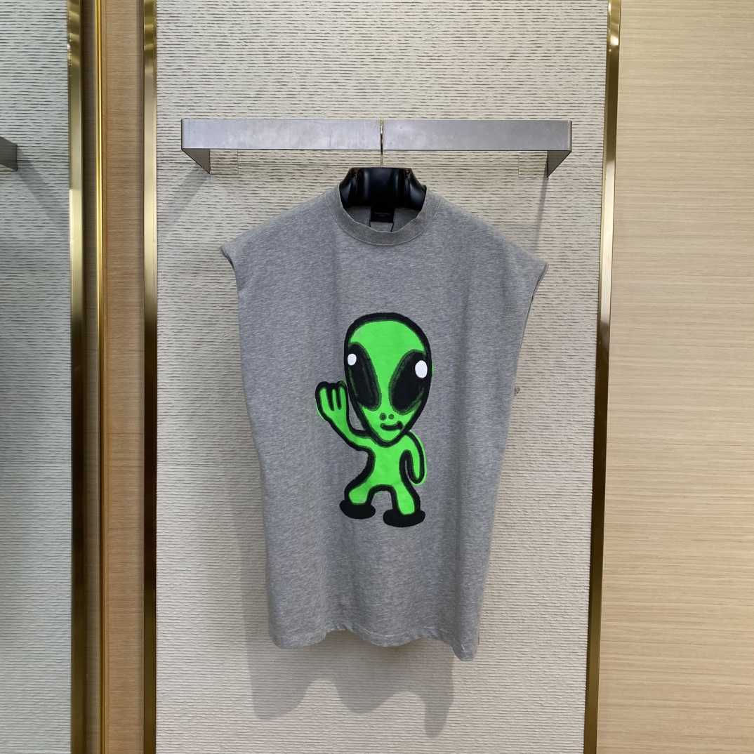 Balenciaga Hi There + Dripley Sleeveless T-Shirt In Heather Grey - DopestKickz