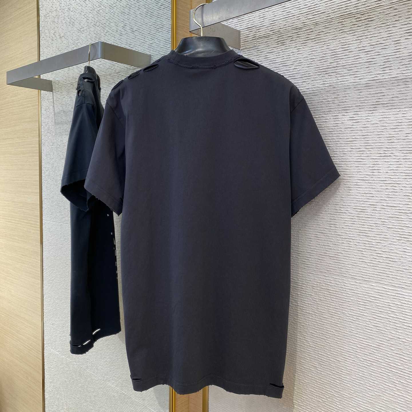 Balenciaga Eye Chart Distressed Oversize Cotton T-shirt - DopestKickz