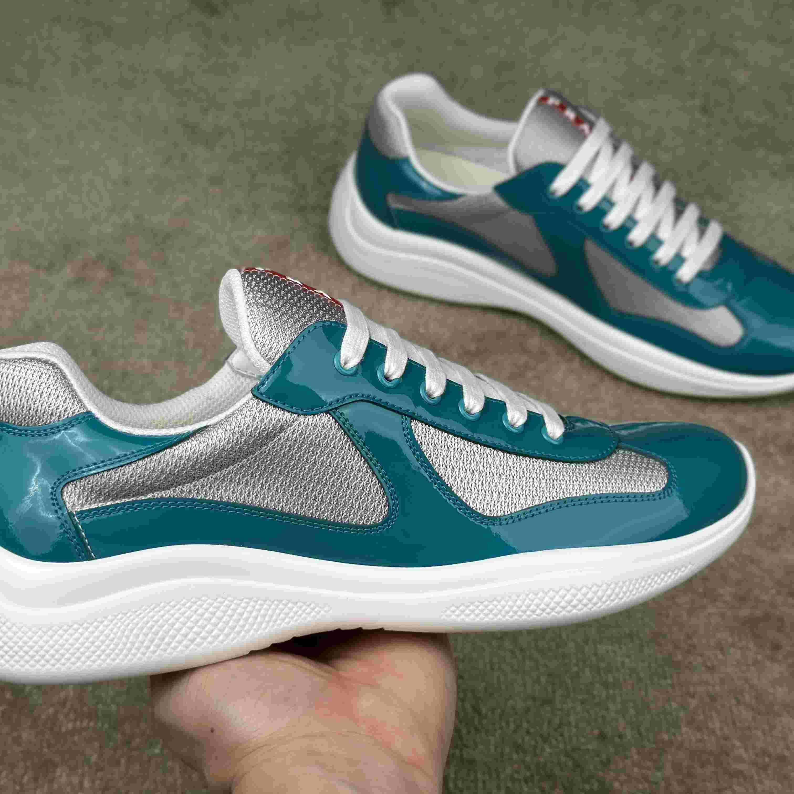 Prada America's Cup Patent Leather And Bike Fabric Sneakers - DopestKickz
