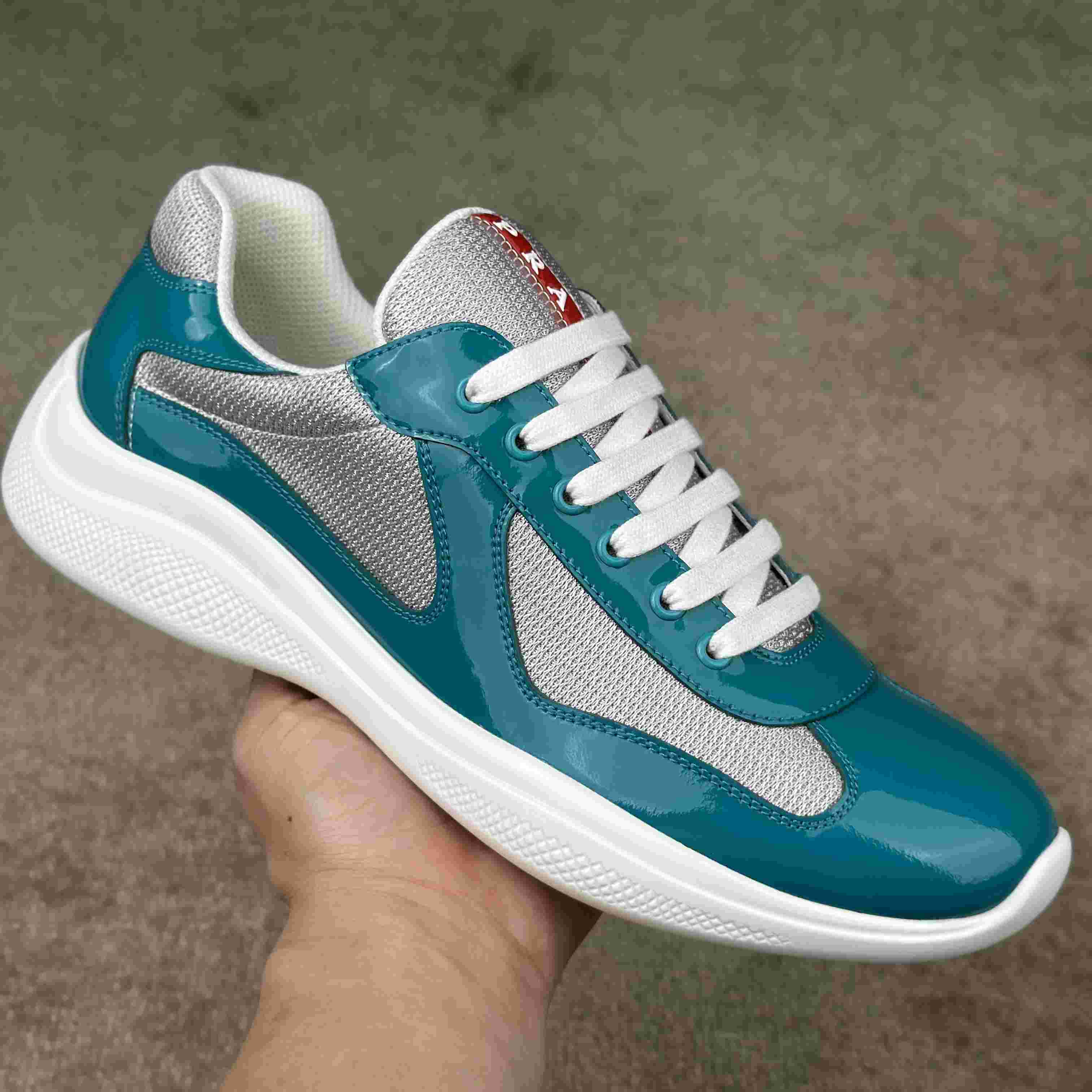 Prada America's Cup Patent Leather And Bike Fabric Sneakers - DopestKickz