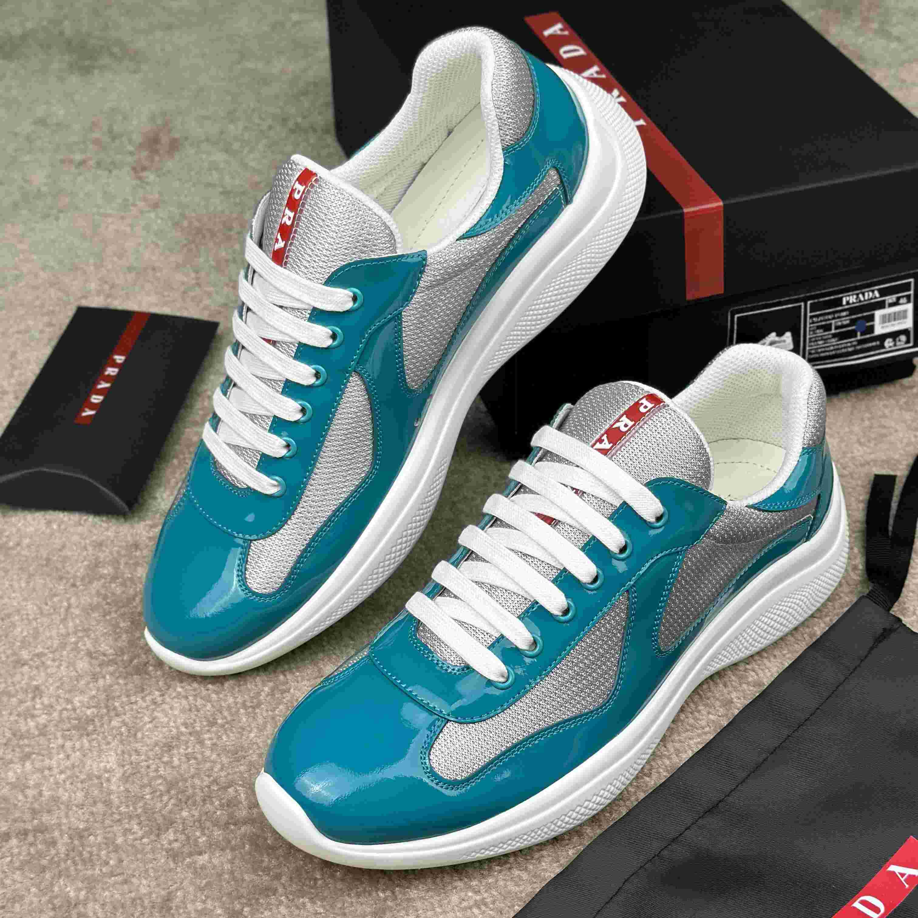 Prada America's Cup Patent Leather And Bike Fabric Sneakers - DopestKickz