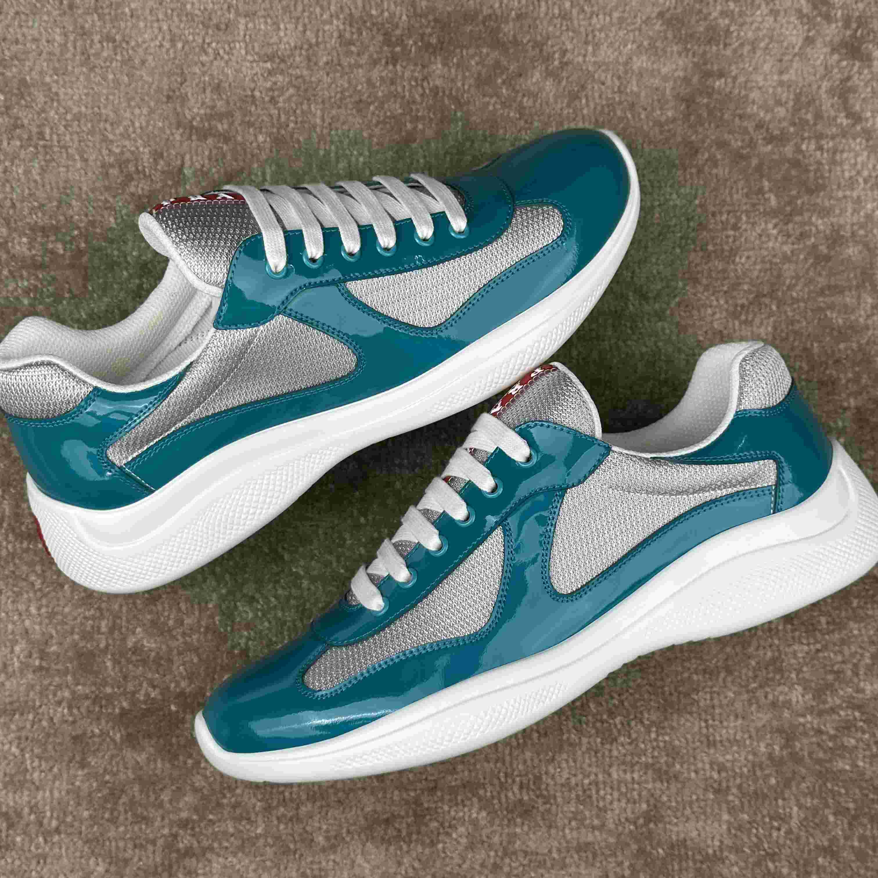 Prada America's Cup Patent Leather And Bike Fabric Sneakers - DopestKickz