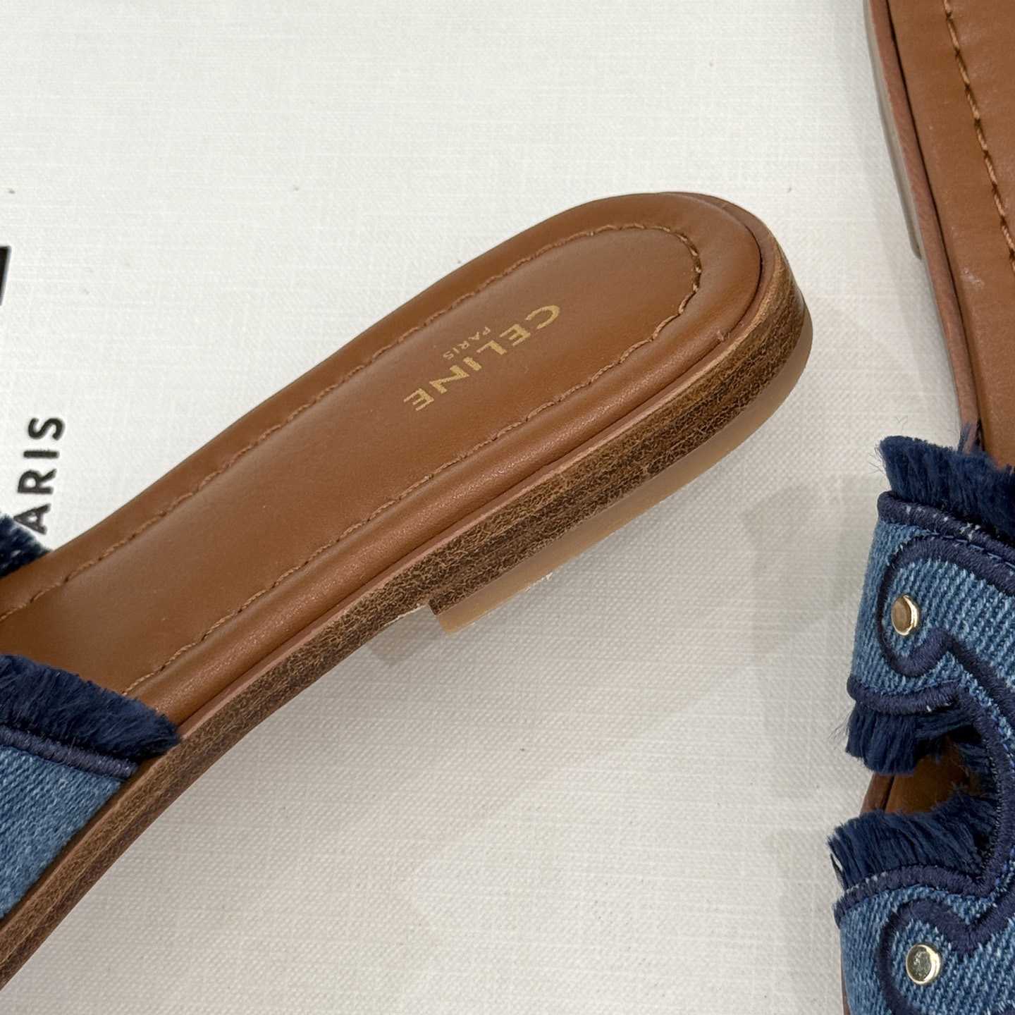 Celine Marina Fringed Mule In Denim  - DopestKickz