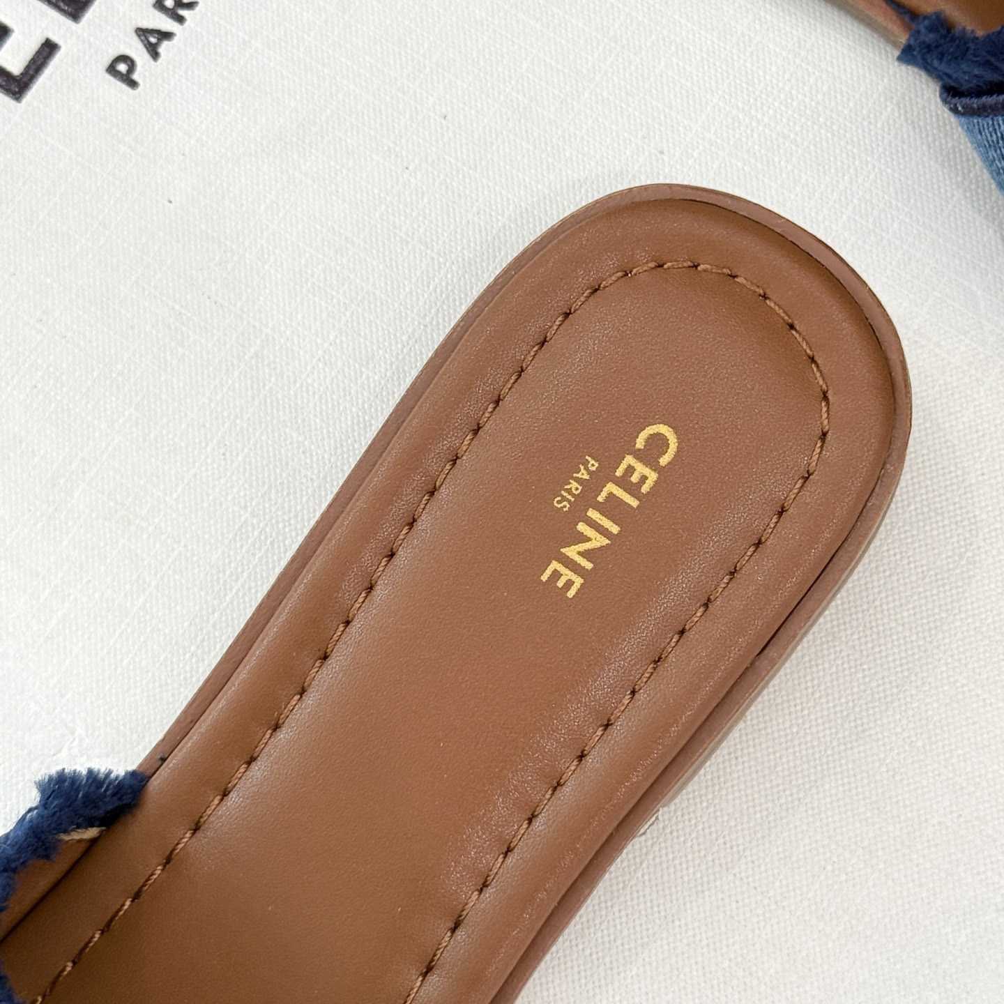 Celine Marina Fringed Mule In Denim  - DopestKickz