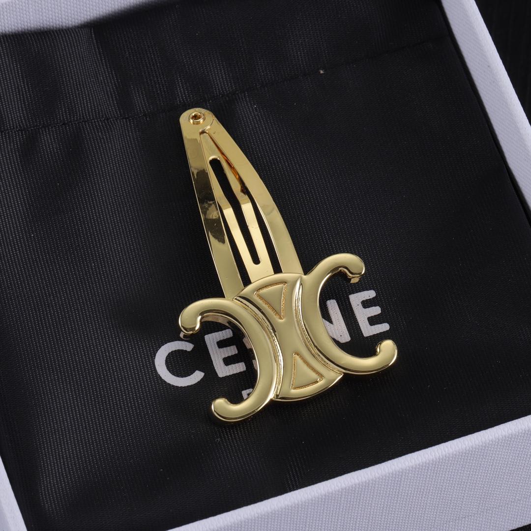 Celine Hair Clips In Brass With Gold Finish And Steel - DopestKickz