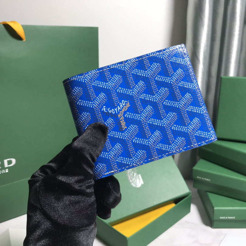Goyard Short 8 Card Slots Billfold Wallet Blue - DopestKickz