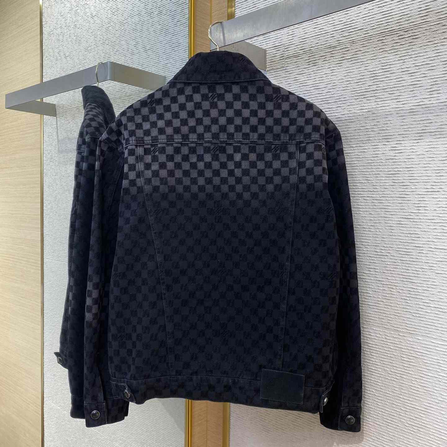 Louis Vuitton Flocked Damier Denim Trucker Jacket   1AHBDV - DopestKickz