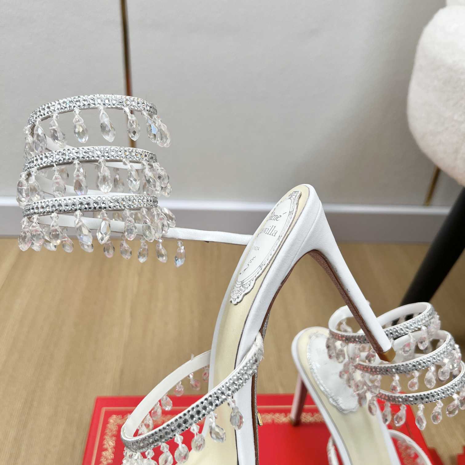 Rene Caovilla Jeweled Chandelier Crystal Teal Sandal  95mm - DopestKickz