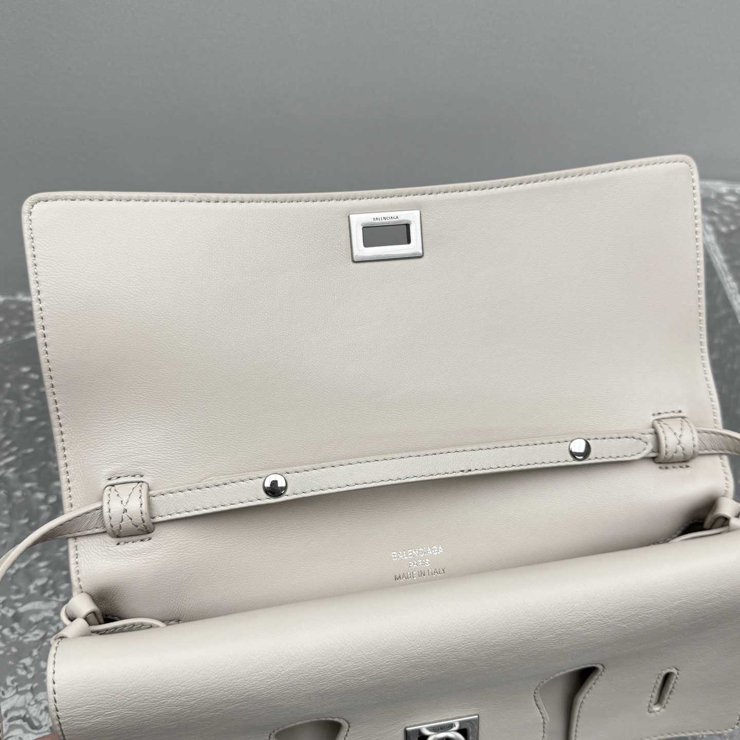 Balenciaga Bel Air Small Clutch On Strap In Almond  - DopestKickz