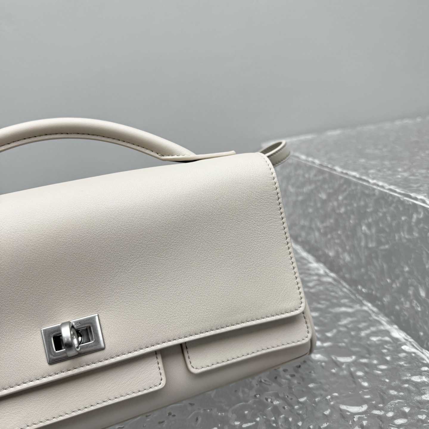 Balenciaga Bel Air Small Clutch On Strap In Almond  - DopestKickz