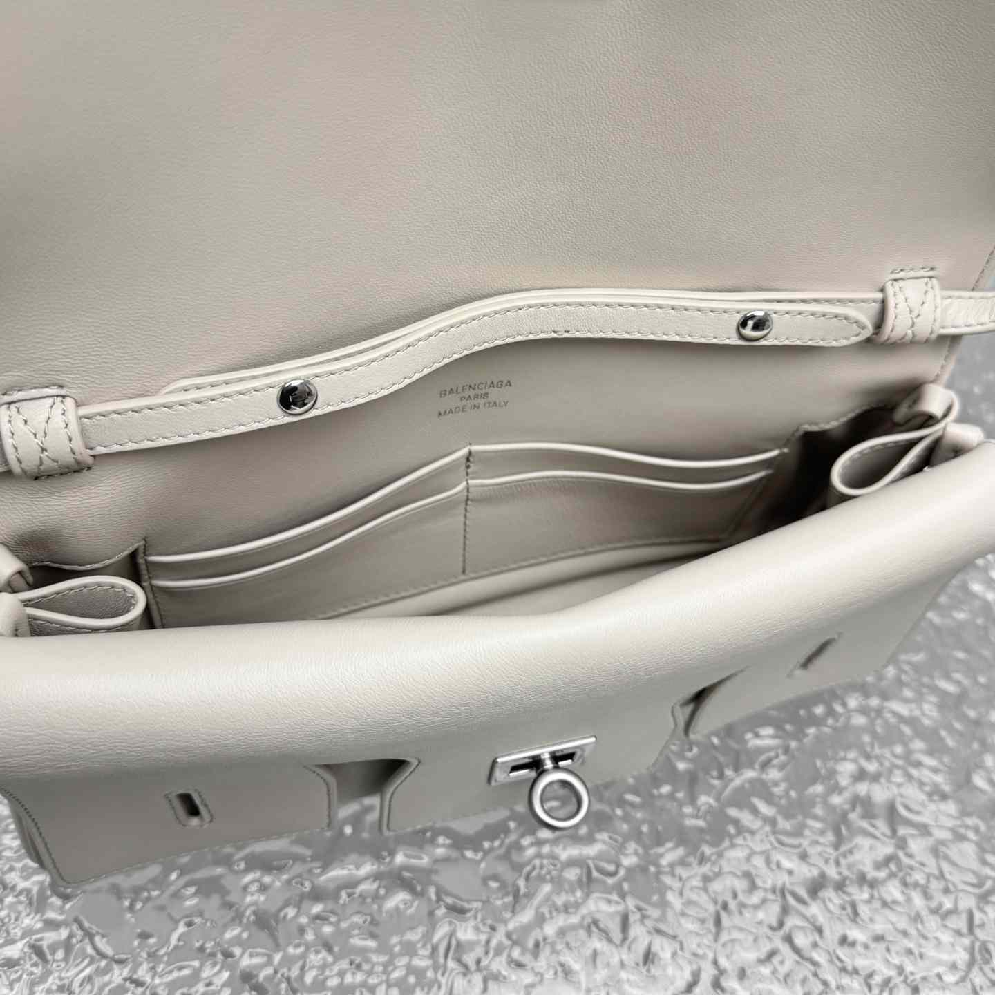 Balenciaga Bel Air Small Clutch On Strap In Almond  - DopestKickz