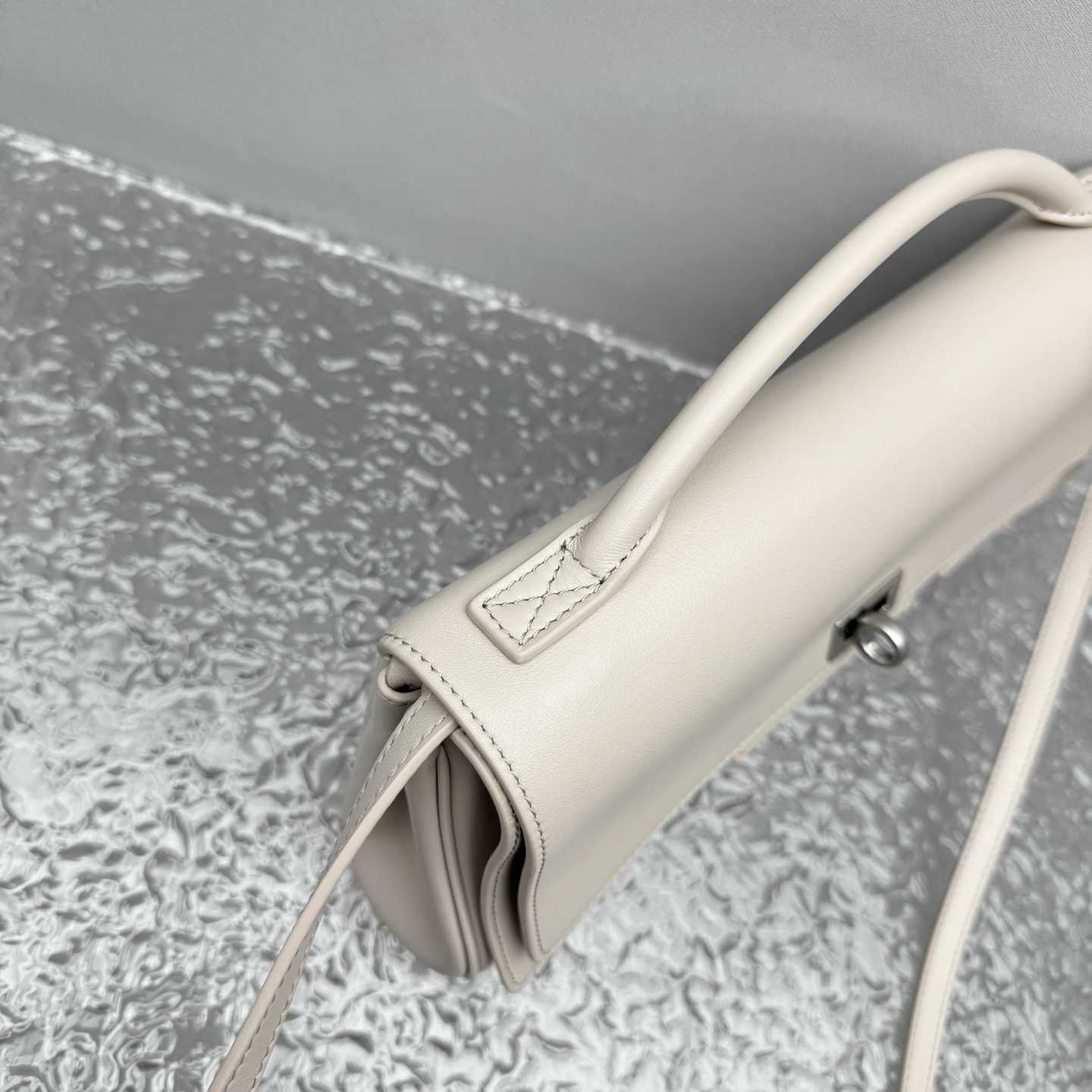 Balenciaga Bel Air Small Clutch On Strap In Almond  - DopestKickz