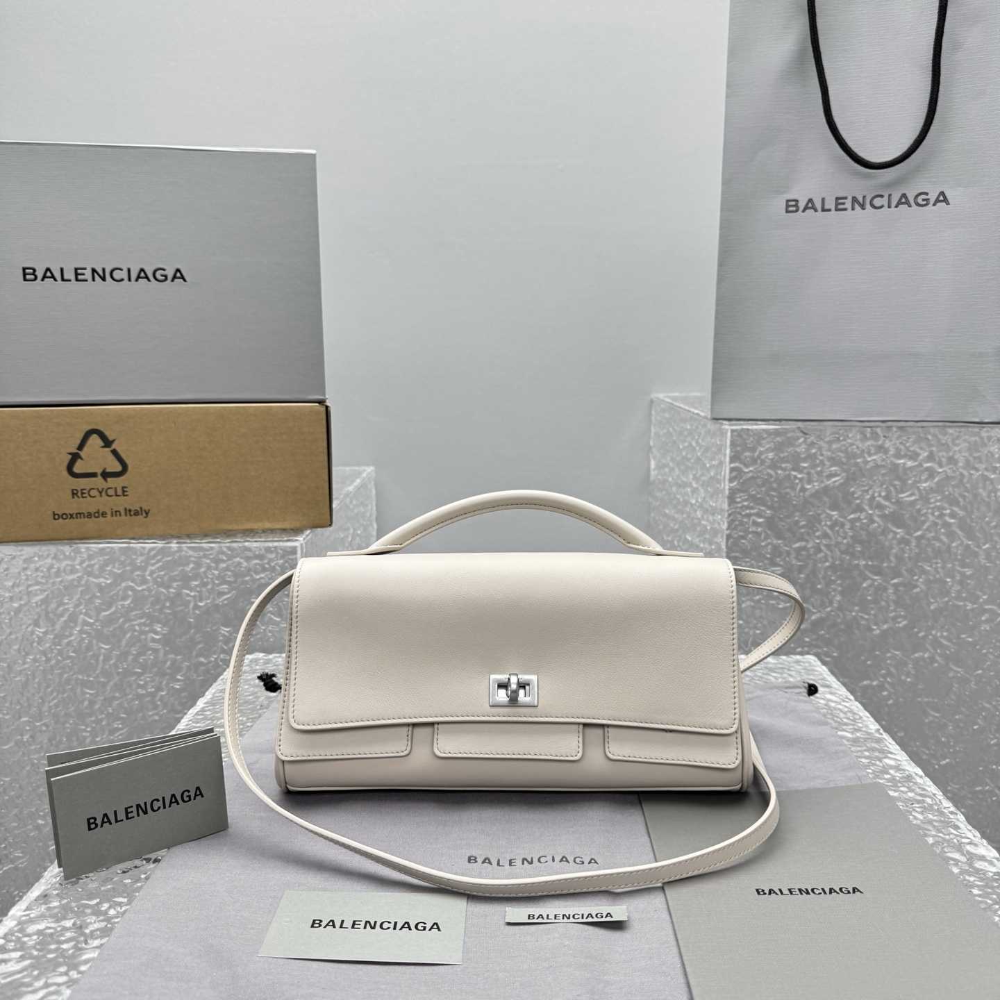 Balenciaga Bel Air Small Clutch On Strap In Almond  - DopestKickz