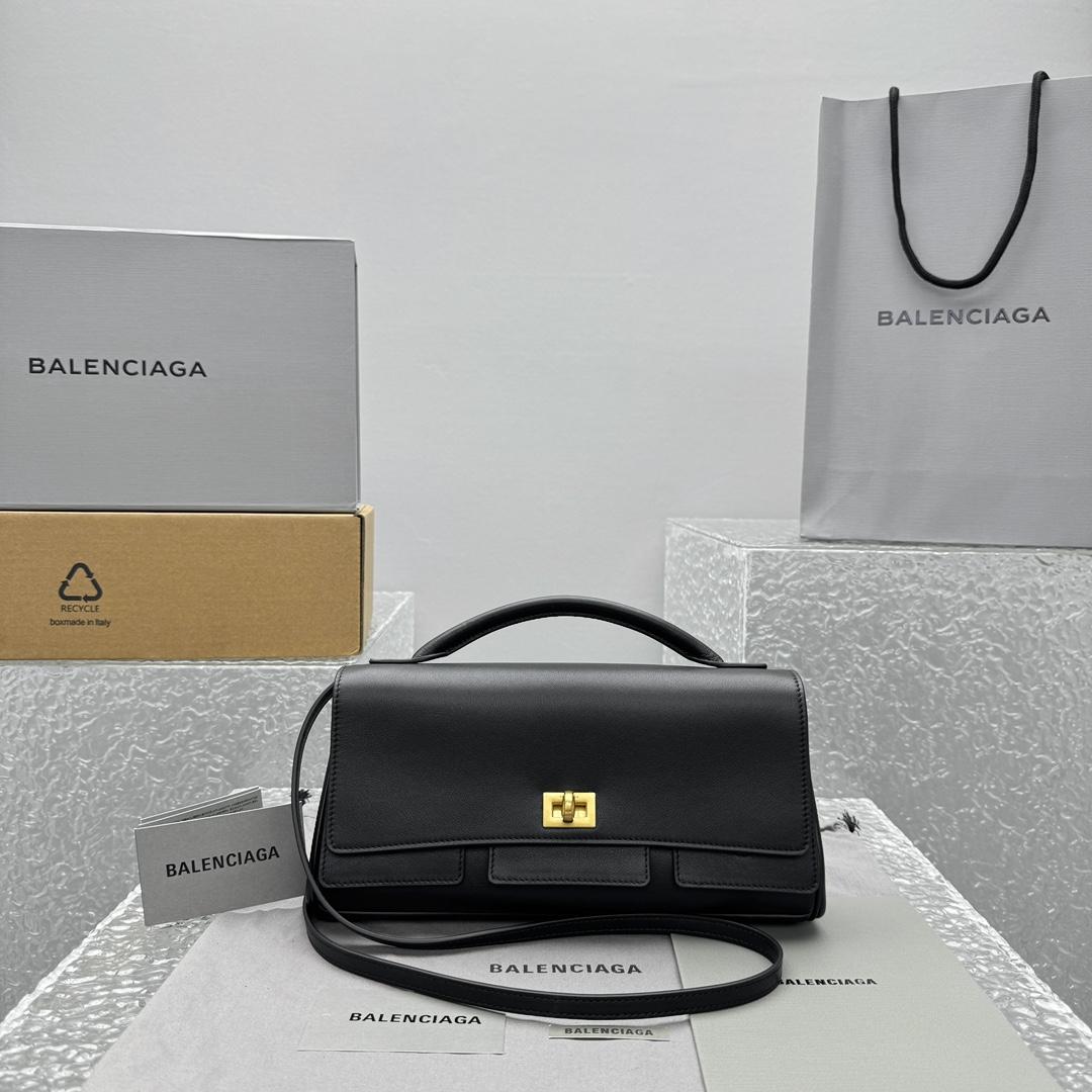 Balenciaga Bel Air Clutch On Strap Small In Black   - DopestKickz