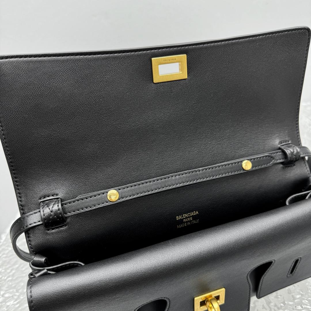 Balenciaga Bel Air Clutch On Strap Small In Black   - DopestKickz