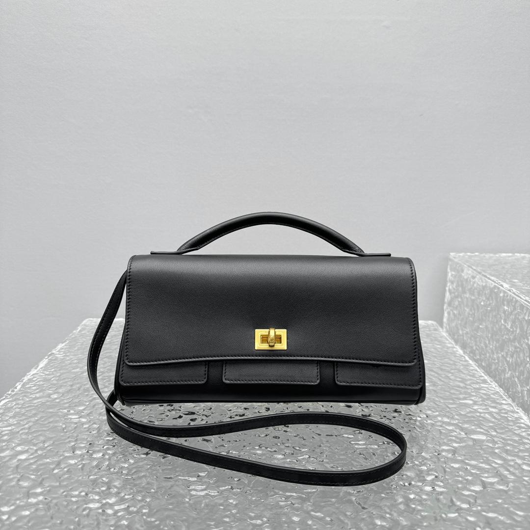 Balenciaga Bel Air Clutch On Strap Small In Black   - DopestKickz