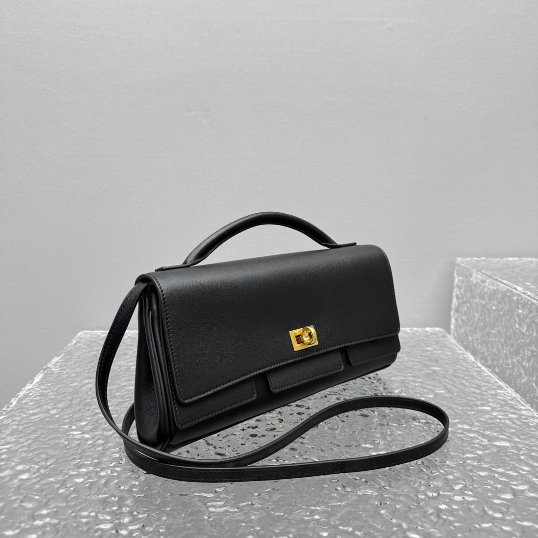 Balenciaga Bel Air Clutch On Strap Small In Black   - DopestKickz