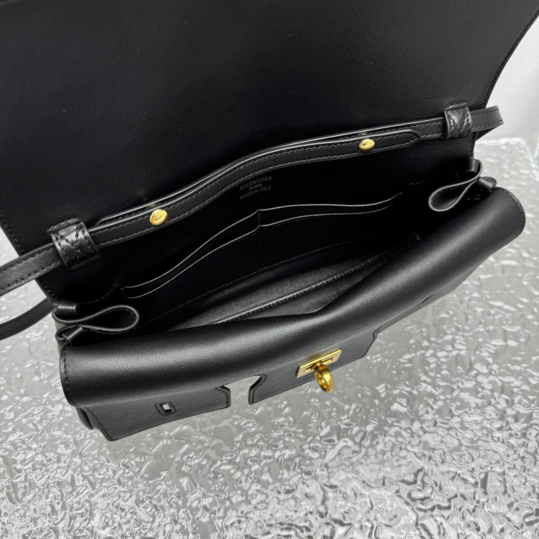 Balenciaga Bel Air Clutch On Strap Small In Black   - DopestKickz