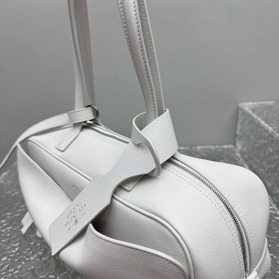 Balenciaga Carrie Bowling Bag Small In White - DopestKickz