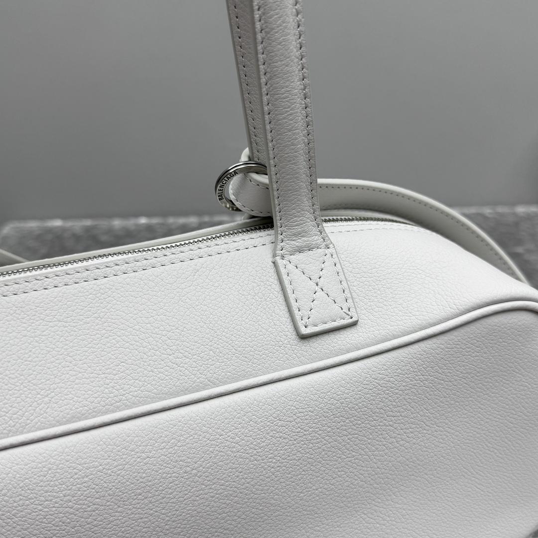 Balenciaga Carrie Bowling Bag Small In White - DopestKickz